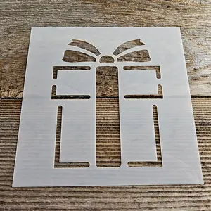 Present or Gift Stencil Reusable Cookie Decorating Craft Painting Windows Signs Mylar Christmas 5.5"