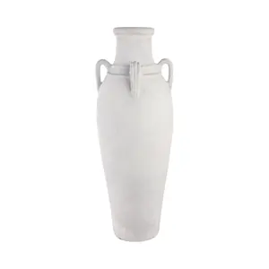 212 MAIN 39 in. Terracotta Floor Vase with Handles, Modern Ivory Home Decor for Wall Ornament Displays