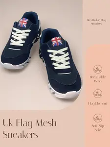 Breathable Mesh Sport Shoes for Kids & Adults, British Flag Design, Retro Casual Style, Textile Upper, Rubber Sole, All Seasons