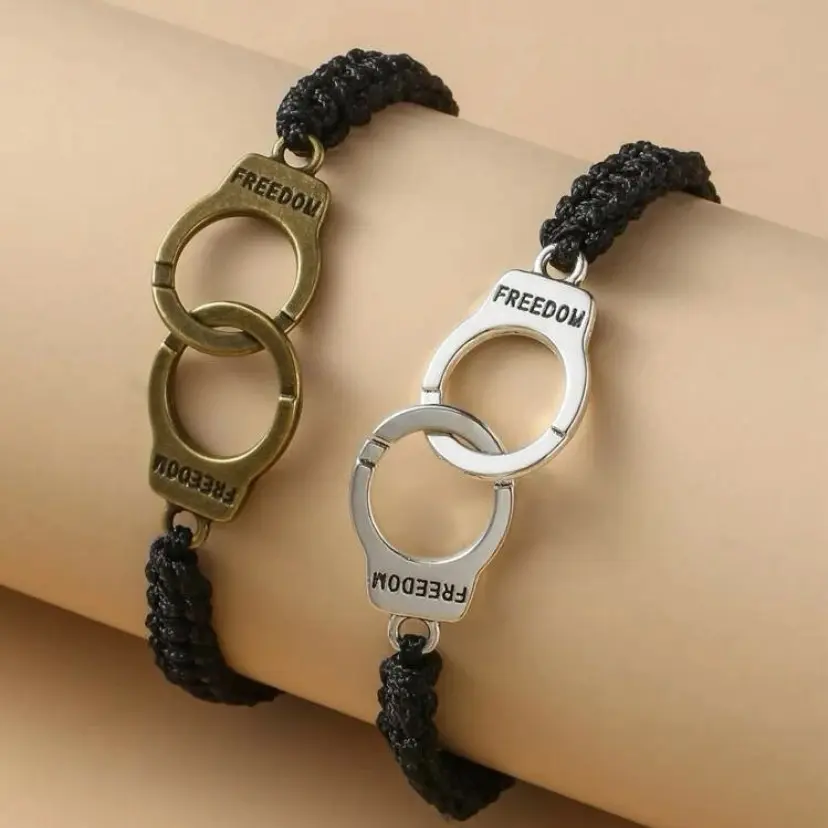 2pcs Handcuffs Decor String Couple Bracelet perfect  couple gift