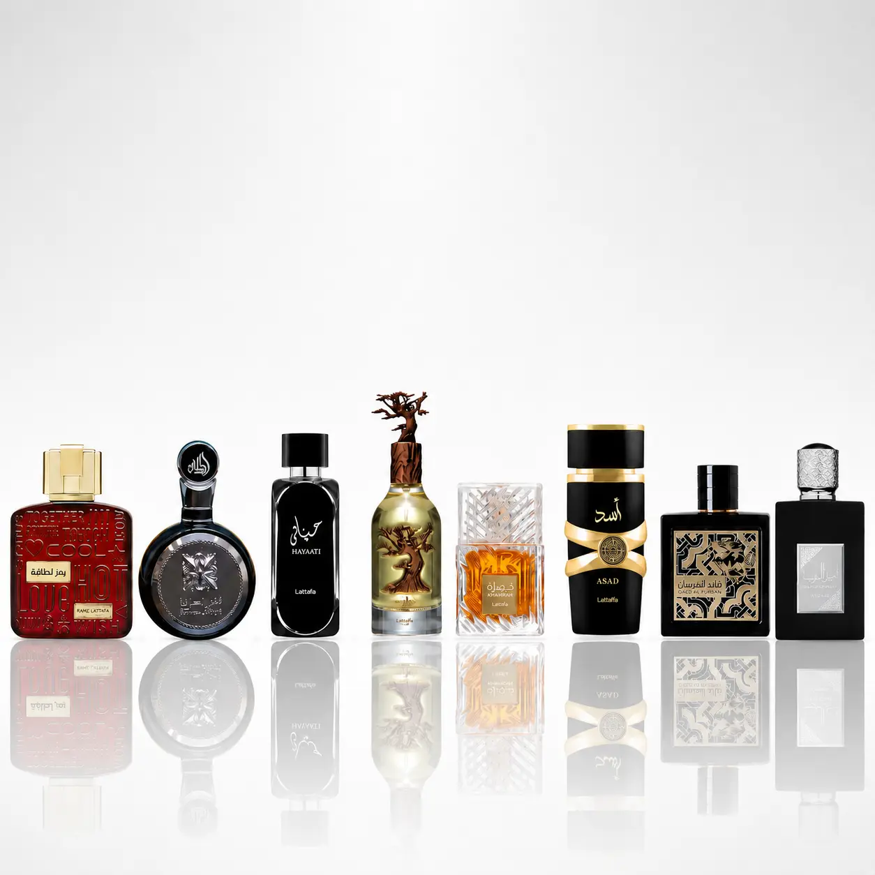 Lattafa Premium Arabian Fragrance Multi-Pack - Fragrance Discovery Set with Ramz gold, Fakhar, Hayaati, Eternal Oud, Khamrah, Asad, Qaed Al Fursan, Ameer al arab - Guys Gifts Men's Colognes Bundle, Gifts For Him, Boyfriend Birthday Gift