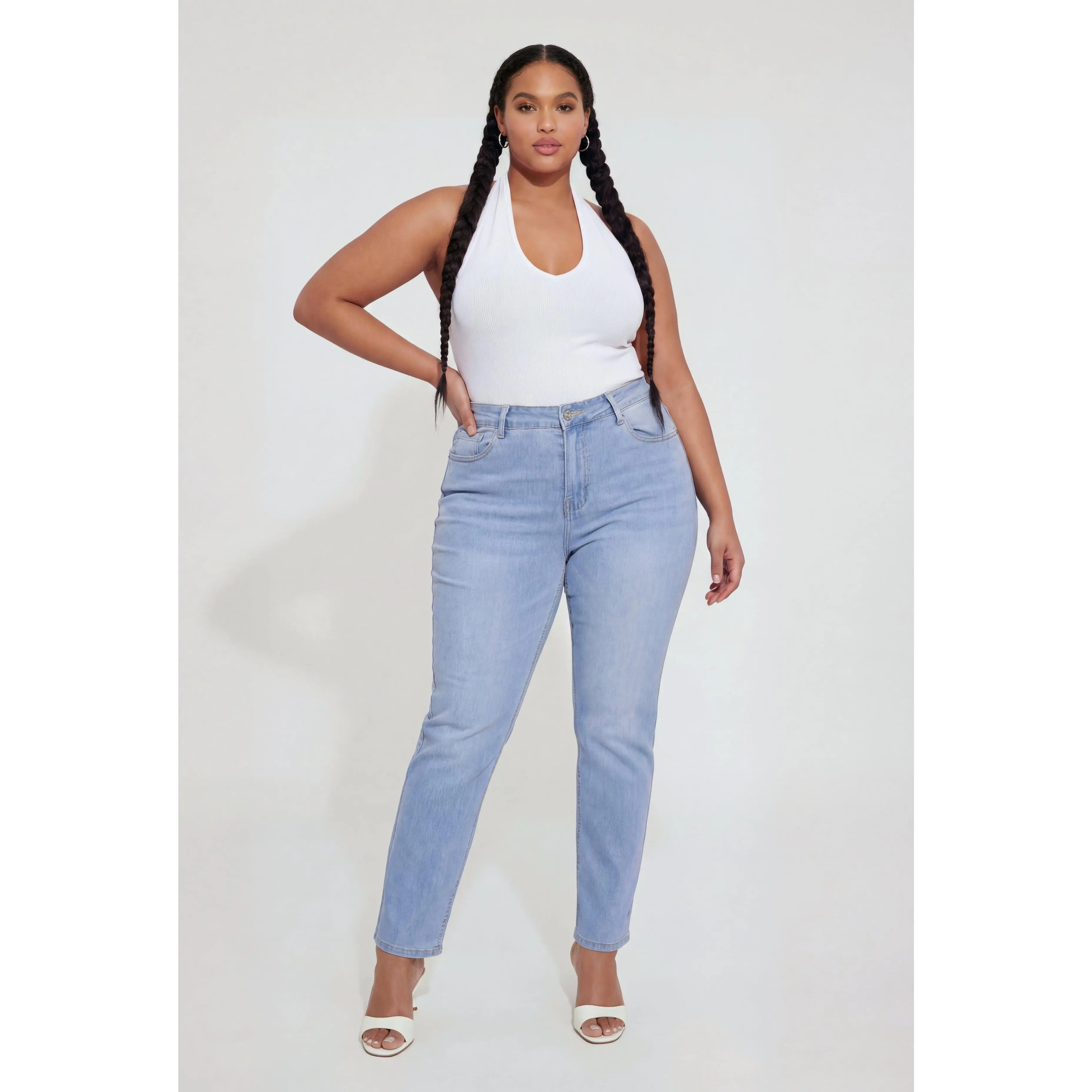 Plus Size Compression Rib Seamless Halter Top