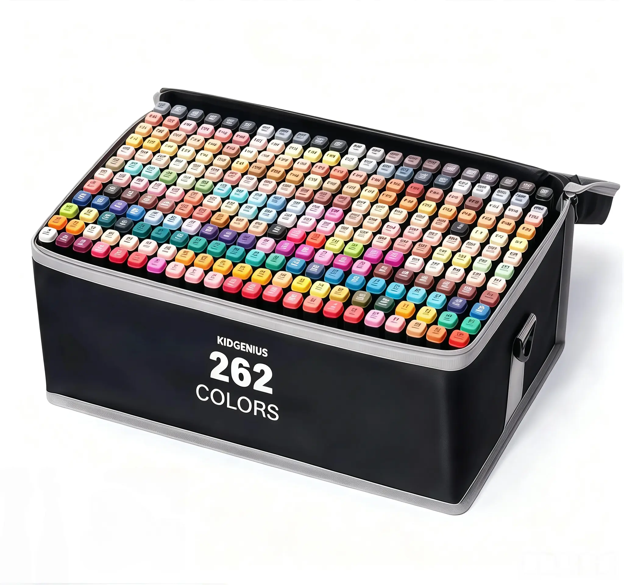 KIDGENIUS 262PCS Dual-Tip Alcohol Art Markers Set, Quick-Dry Vibrant Coloring Pens, Portable Craft Supplies for Journaling Sketch Drawing, Ideal Gift for Kids & Beginners (Back to School/Summer Holiday), Crafts
