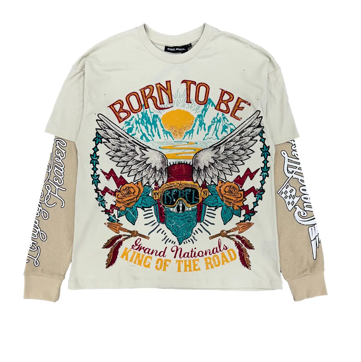 REBEL MINDS | BORN TO BE GRAPHIC LONG SLEEVE TEE – CREAM