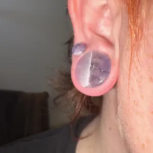 PAIR of Single Flare Organic Amethyst Stone Plugs Gauges Tunnels