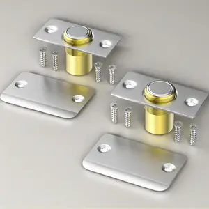 2 Pack Silver Upgraded Magnet Door Catch, Adjustable Strong Magnetic Ball Catch for Top of Door, Replacement for Ball Catches, Concealed Magnet Door Latch for French Double Doors Closet Door Hardware