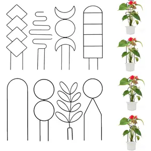 8 Packs Trellis for Potted ,Metal Wire Stake for Climbing  Indoor Houseplant Lover,Trellis for Garden Potted ,Hoya,Pothos,Flower,Monstera (Black)