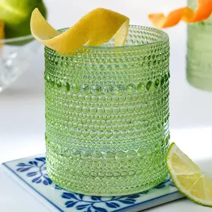 Kate Aspen Sage Green Hobnail Beaded Drinking Glasses Set of 6-10 oz Vintage Glassware Set Cocktail Glass Set, Juice Glass, Water Cups | Makes A Great Hostess Gift or Gift for New Home Owners