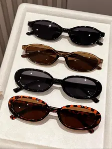 Women's Vintage Oval Frame Sunglasses, Perfect for Daily Life, Vacation, Driving, 4 Pairs, Retro Style, Fashion Accessory, Classic Oval Sunglasses