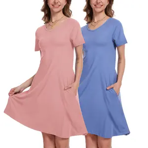 SHOWITTY 2-Pack Women's Casual T-Shirt Dresses with Pockets, Plus Size Clothing Short Sleeves, Summer Wear