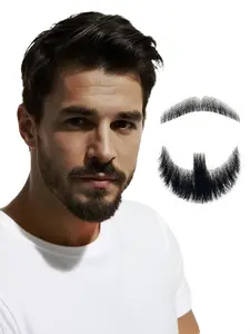 Men‘s Makeup Fake Beards Handmade Natural Look Full Lace Base Beard, Made of Real Human Hair, Beard for Men's Daily Use