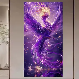 1 set of DIY diamond painting kit, 5D diamond art kit, DIY decoration purple phoenix diamond painting kit with full round diamonds, mosaic, diamond art, DIY art home decor, Wall Art Painting, suitable for Christmas.
