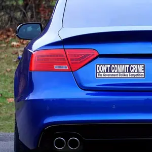 Car decal "DONT COMMIT CRIME - The Government Dislikes Competition" Vinyl Sticker for Cars Trucks Laptops Bumper Sticker