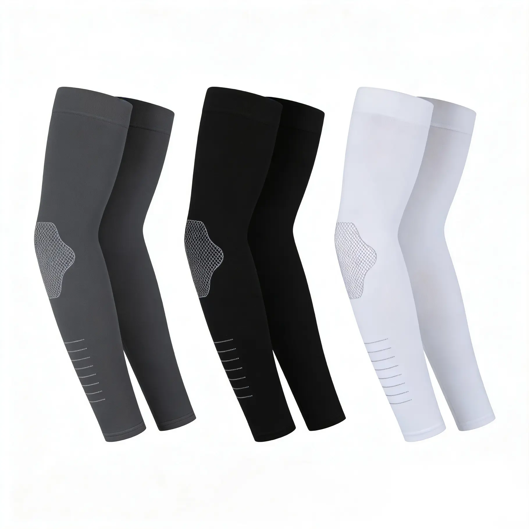 One pair each of black, white, and gray