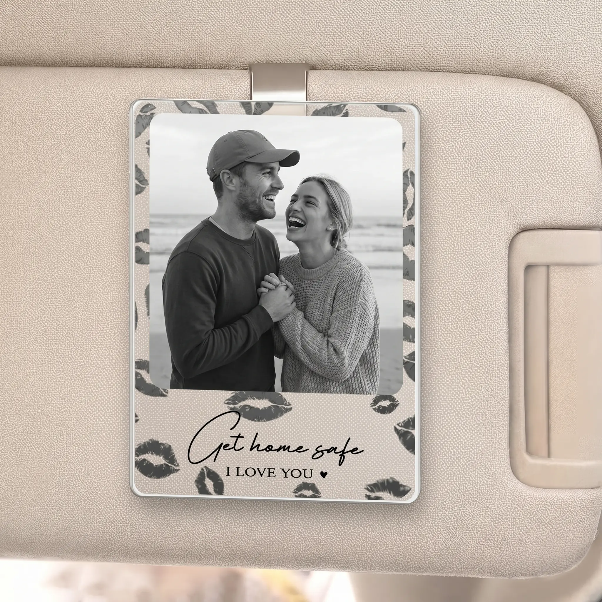 Personalized Couple Photo Car Visor Clip, Drive Safe I Love You Gift for Him, Custom Picture Frame for Boyfriend Husband Dad, Father's Day