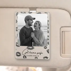 Personalized Couple Photo Car Visor Clip, Drive Safe I Love You Gift for Him, Custom Picture Frame for Boyfriend Husband Dad, Father's Day