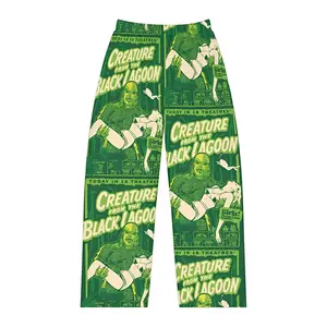 Creature Black Lagoon Pajama Pants Unisex, Vintage Monster Movie Print Lounge Bottoms, Comfy 4 Season Sleepwear, Casual Lightweight Sleep Pants, Breathable Soft PJs, Roomy Fit Nightwear for Men Women