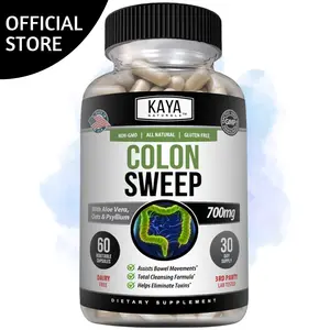 Kaya Naturals Colon Sweep | Colon Cleanser Detox  30-Day Fast-Acting with Herbs & Probiotics, Supports Healthy Bowel Movements, Cleansing Formula with Fiber, Non-GMO - 60 Capsules Dietary Supplement