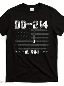 Men'S Patriotic DD 214 Military T-Shirt - with Military ID Number & DD-214 Design, Comfortable Round Neck Casual & Outdoor Tee for Veterans, Army, Navy, Air Force, Coast Guard - All-Season Comfor