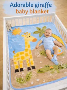 Adorable Giraffe Design Baby Blanket Soft Cozy for Newborns and Infants Ideal for Wrapping Cuddling and Providing Warmth Gentle Fabric Comfortable Versatile