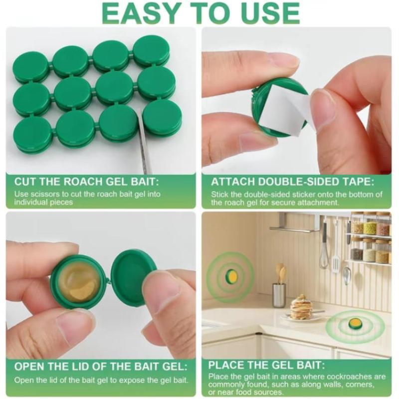 Indoor roach bait gel and trap, - 48 pieces, roach killer - home outdoor pest control dragonfly bug repellent bear spray advion cockroach Roach Bait Trap Kit moon moons pry Cockroach Killer Repellent Set