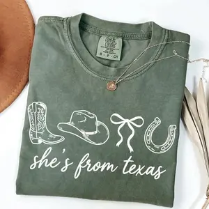 Comfort Colors She's From Texas Graphic Tee, Western Country TShirt, Cowgirl Tee, Gift for Her - TrendWear USA