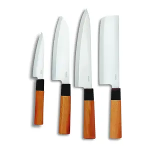 HIROSHI Sushi & Sashimi Knife Set   4-Piece High Carbon Stainless Steel Japanese Chef Knives with Beech Wood Handle   Professional Kitchen Knife Set for Precision Cutting