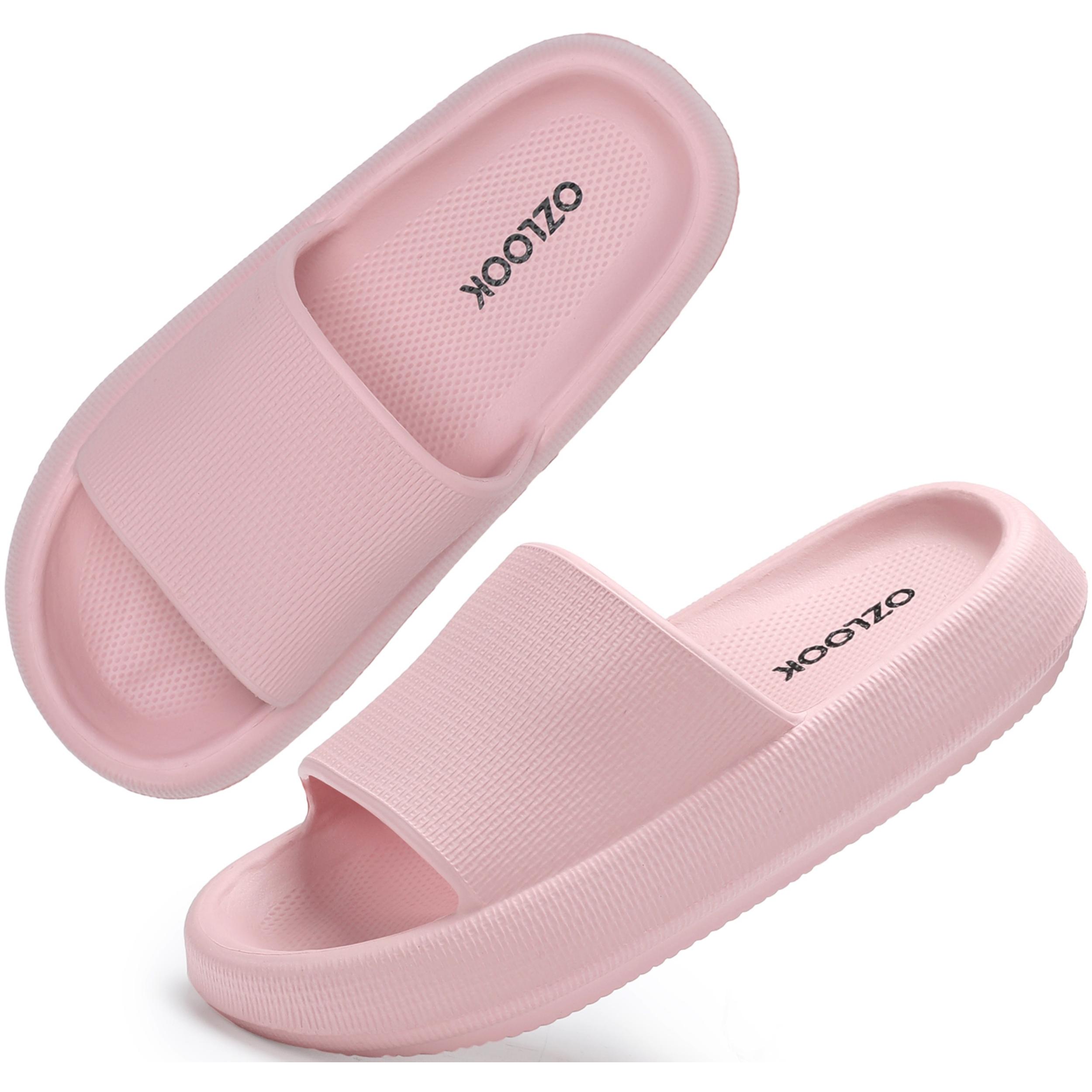 Cloud Slippers for Women and Men, Super Soft with Anti-Skid Sole. These ultra-comfortable, thick sole slides are perfect for indoor and outdoor use, providing ultimate comfort, support, and slip resistance. Ideal for lounging, beach trips, and showers.