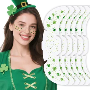 St. Patrick's Day Temporary Tattoos - Glitter Green Clover Freckle Tattoos, Shamrock Face & Body Decals for Irish Party, Festival Makeup, Kids & Adults (6 Sheets, Waterproof)