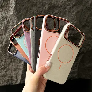 Litchi pattern magnetic anti drop phone case suitable for iPhone 17/17 Pro/17 Pro Max/17Air/16/15/14/13/12/11 series creative phone protective case, novel, fashionable and cute, holiday gift, durable phone case