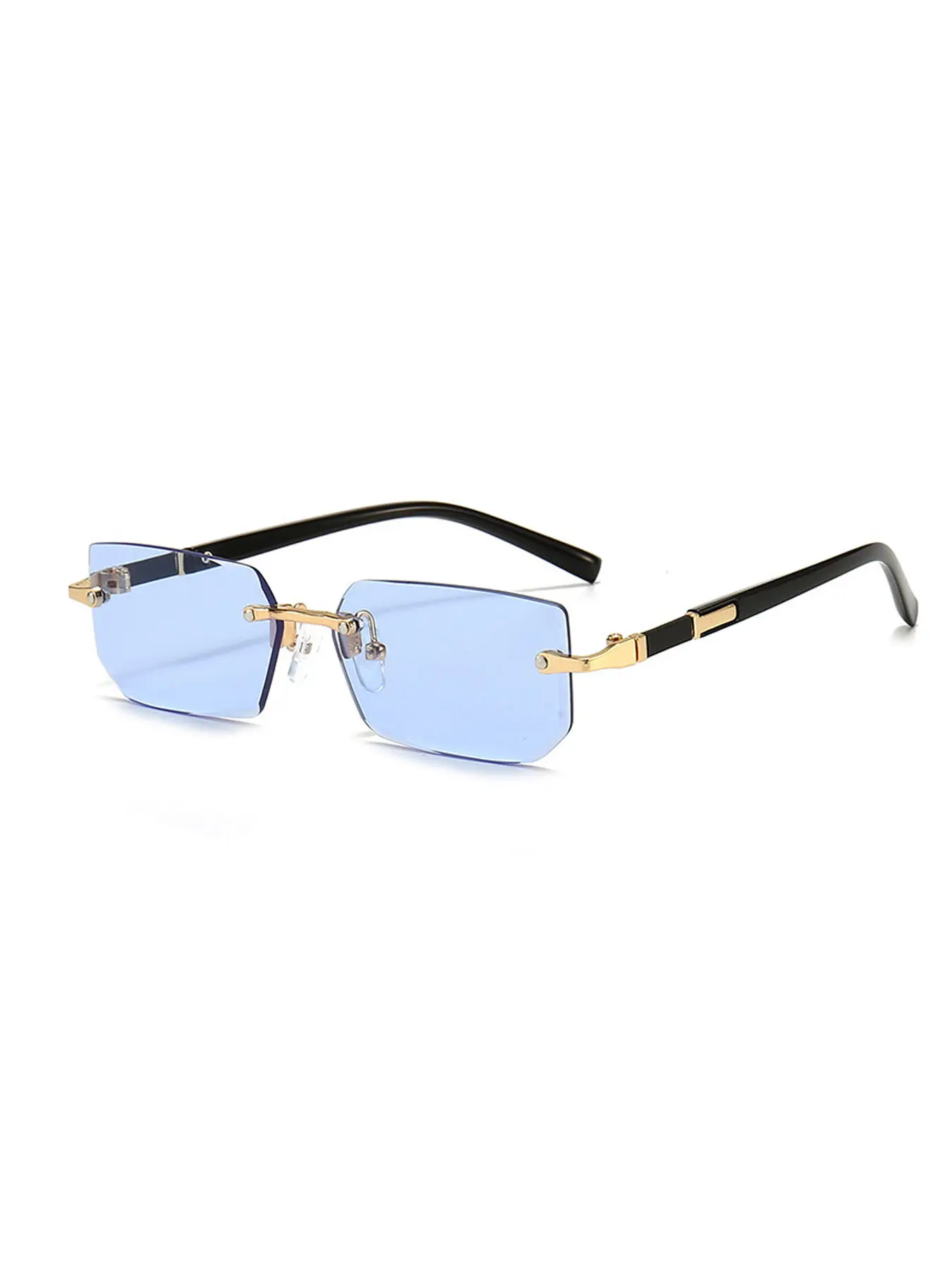 Unisex Rimless Square Metal Sunglasses, Fashion Decorative Lightweight Eyewear with Anti-Reflective Lenses, Modern Stylish Glasses for Daily Wear & Holiday Gift, Trendy Square Sunglasses