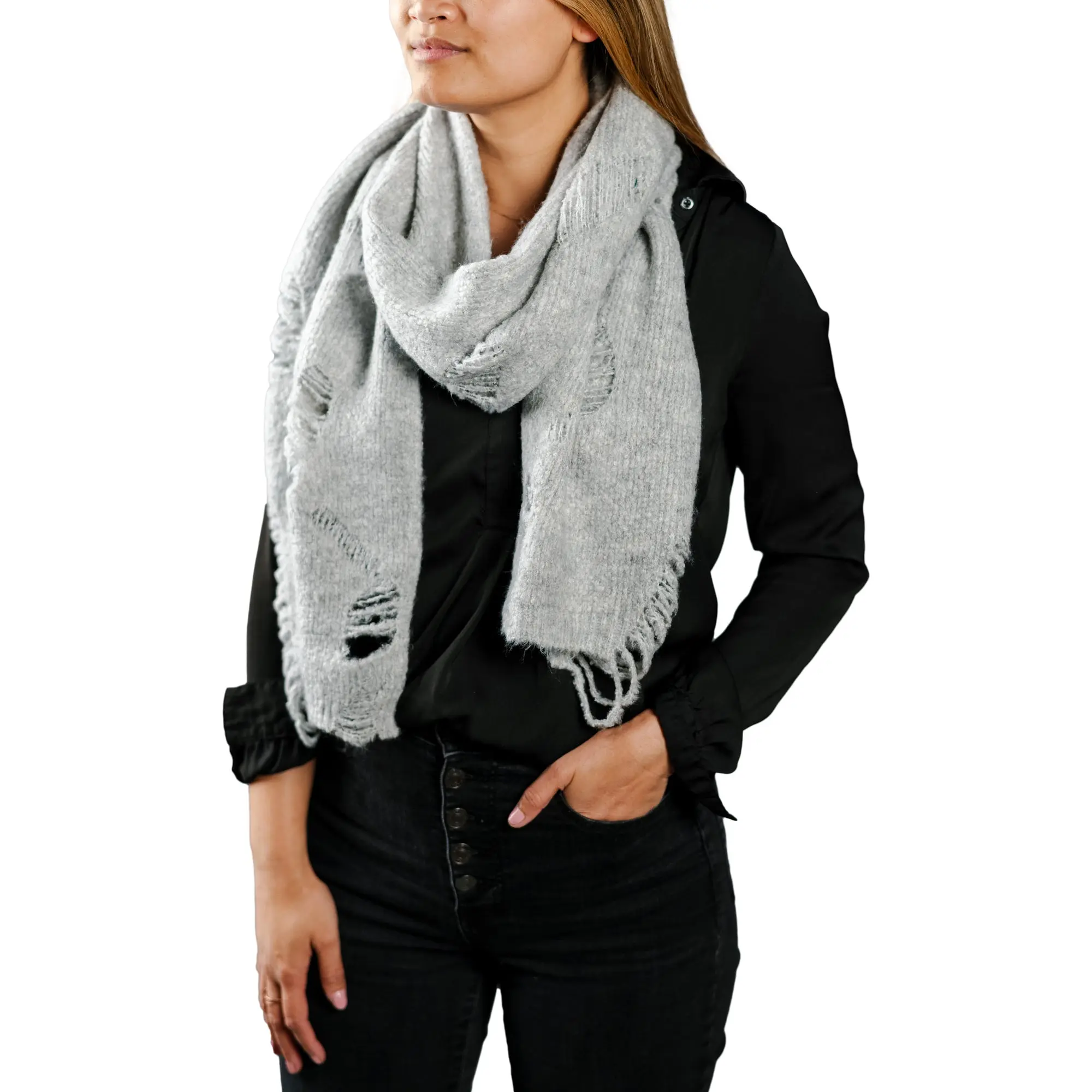 Misty Fog 78" x 14.5" Ripped Scarf