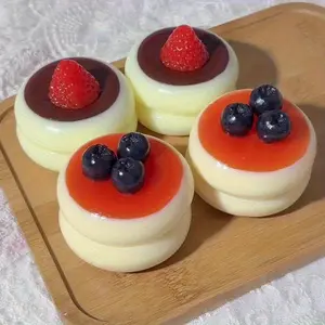 Strawberry & Blueberry Cake Squeeze Toy Squishies, Soft Tpr Material, Slow Rebound Texture, Perfect Gift for Birthdays & Christmas