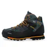 Men's Cowhide Casual High-Top Lace-Up Outdoor Hiking Shoes - Waterproof, Durable, Breathable, Ankle-Supportive, Padded Liner, Non-Slip Rubber-EVA Sole, Cloth Upper, Multi-Size, All-Weather Grip for Mountain Climbing, Camping