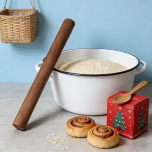 1 Piece 11.81 Inch Wooden Rolling Pin, Handmade Durable Kitchen Tool, Ideal for Christmas Cookies, Pie Crusts, Pizza, Baking Supplies