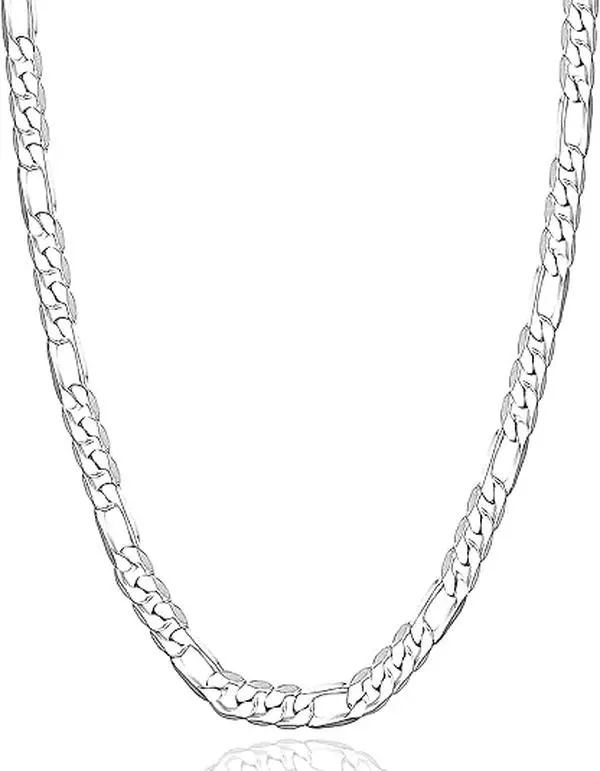 925 Sterling Silver Figaro Chain Necklace 5mm – Sterling Silver Chain for Men and Women, Durable Mens Silver Chain, Hypoallergenic Nickel-Free Silver Necklace, Waterproof, Lobster Clasp, Gift Ready