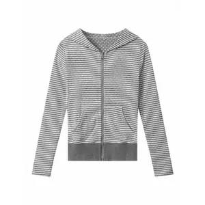 American Streetwear Striped Hooded Sweatshirt Autumn New Slim Fit Short Cardigan Fashion Casual Long Sleeve Coat Women