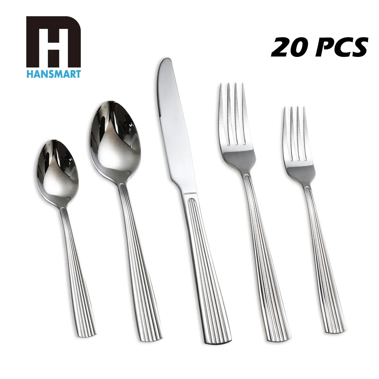 Stainless Steel Flatware Tableware Set 20 Pcs - Modern Versatile Utensils for 1-5 People, elegant  Easy to Clean Cutlery for Family Gatherings & Outdoor Events Spoon Teaspoon