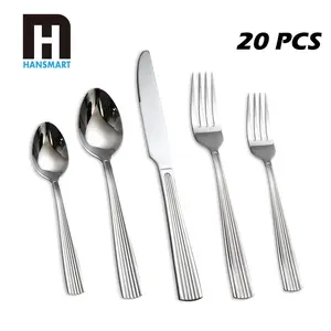 Stainless Steel Flatware Tableware Set 20 Pcs - Modern Versatile Utensils for 1-5 People, elegant  Easy to Clean Cutlery for Family Gatherings & Outdoor Events Spoon Teaspoon