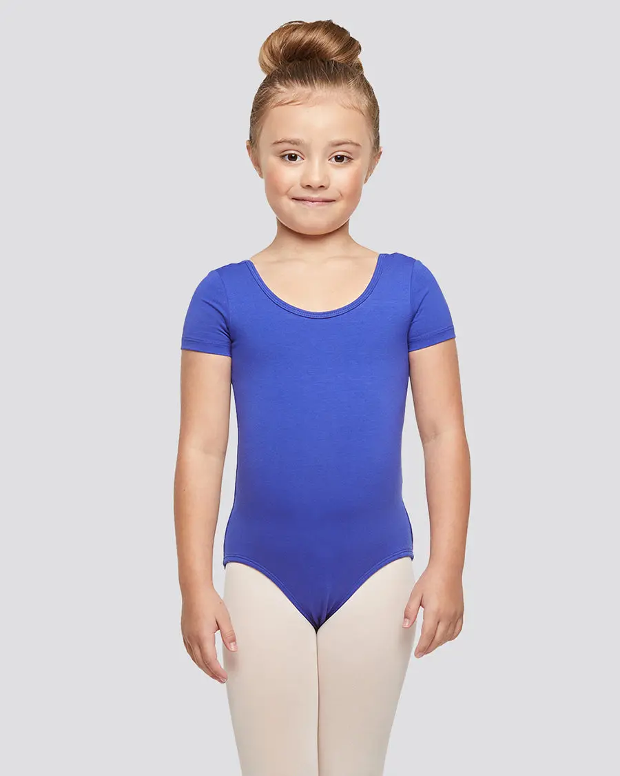 Girls Bowknot Short Sleeve Cotton Ballet Leotard