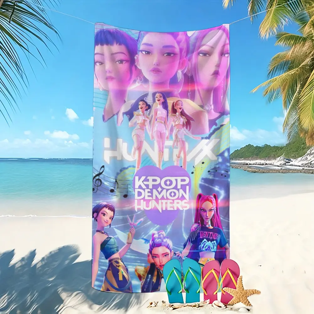 K-Pop Glitter Bath Towel, Soft Microfiber Fabric, Quick-Dry and Absorbent, Perfect for Beach Pool Bathroom, Ideal Gift, Beach Towels