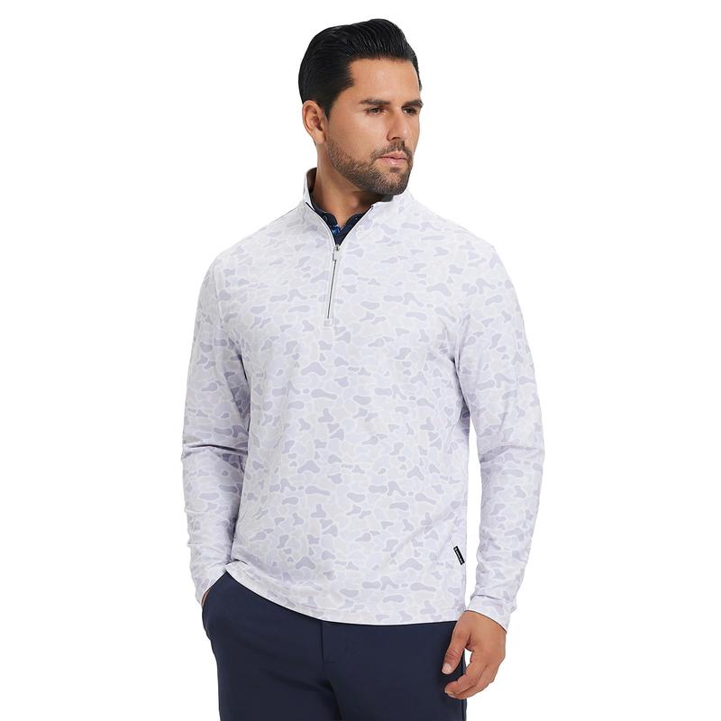 MAELREG Men’s Quarter Zip Golf Pullover, Dry Fit Long Sleeve Performance Sweatshirt, Moisture Wicking 1/4 Zip Printed Athletic Top Fashion Menswear Fitness Sport Top Golf Apparel