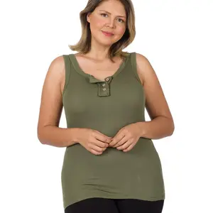 Zenana Ribbed Tank Top - Curvy