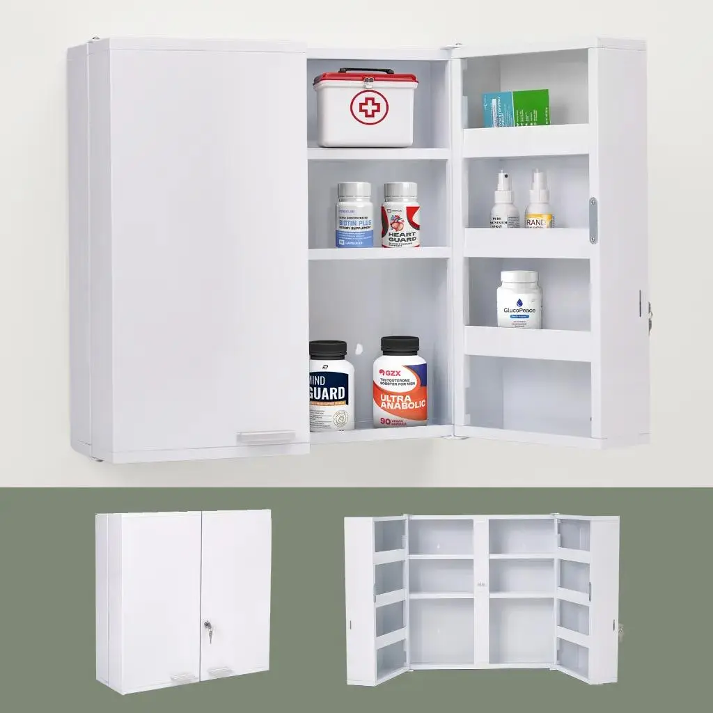 11-Shelf Lockable Medicine Cabinet