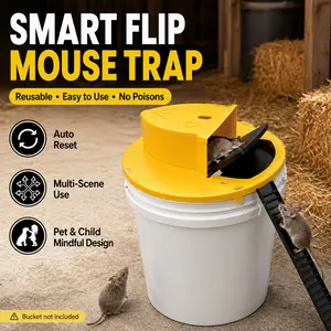 Mouse Rat Trap Flip, Mouse Traps Indoor for Home, Multi-Catch, Auto-Reset, Humane Mouse Trap, Rodent Pet Safe Reusable Mouse Trap, Slide Mouse Trap Lid Mouse Trap, Mouse Traps Bucket, for indoors, outdoors, barn, workshop, chicken coop or garden