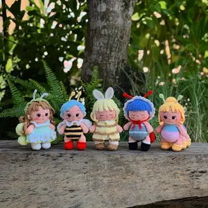 Handmade Crochet Amigurumi Fairy Garden Doll Cute Kawaii Aesthetic Room Decor Ornament Gift Set