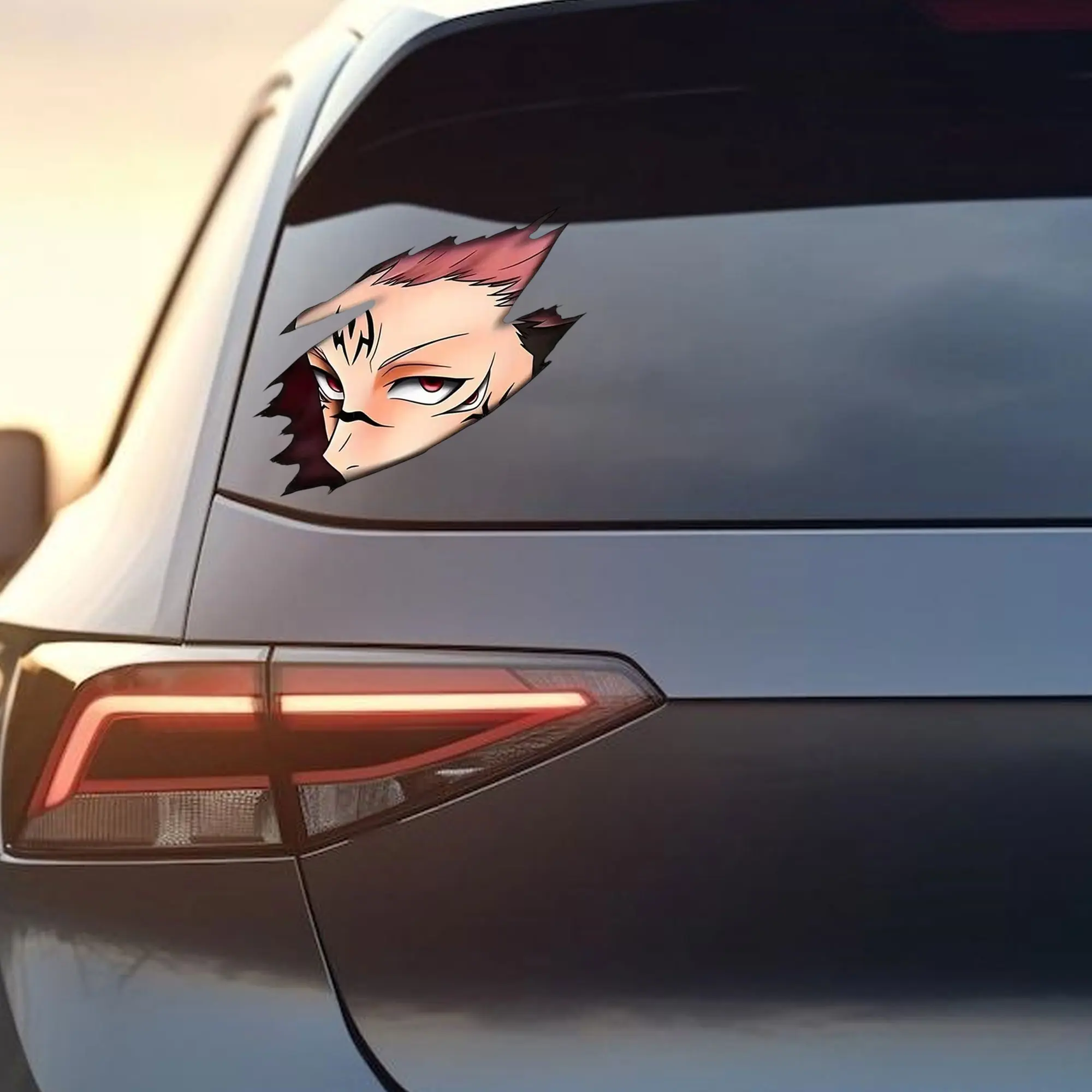 Sukuna Eyes Slash Vinyl Sticker, Cool Manga Face Cut Decal, Dark JJK Anime Aesthetic Sticker, Waterproof Car Laptop Decor