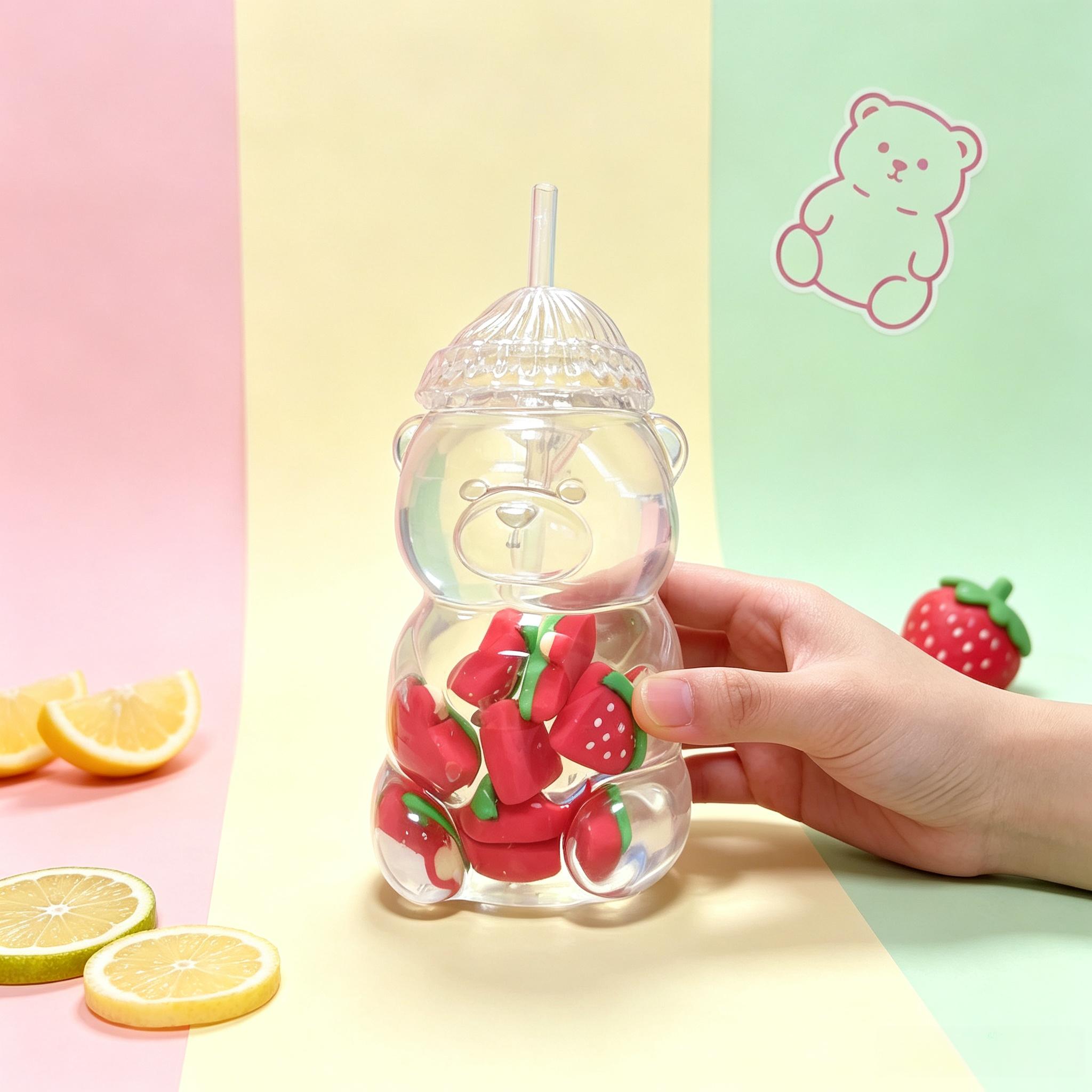 Soft Bear Cup Squishies Fruit Beads Inside Handmade Cute Stress Ball for Gifts