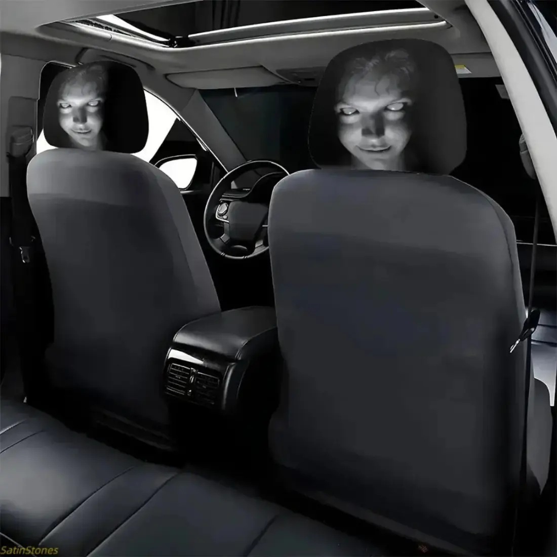 Universal 2-Piece Headrest Cover Set, Soft Comfortable Fabric Protectors, Washable, Easy to Maintain for Long Trips, Cars, Trucks, and SUVs, Simple, Two Piece Set