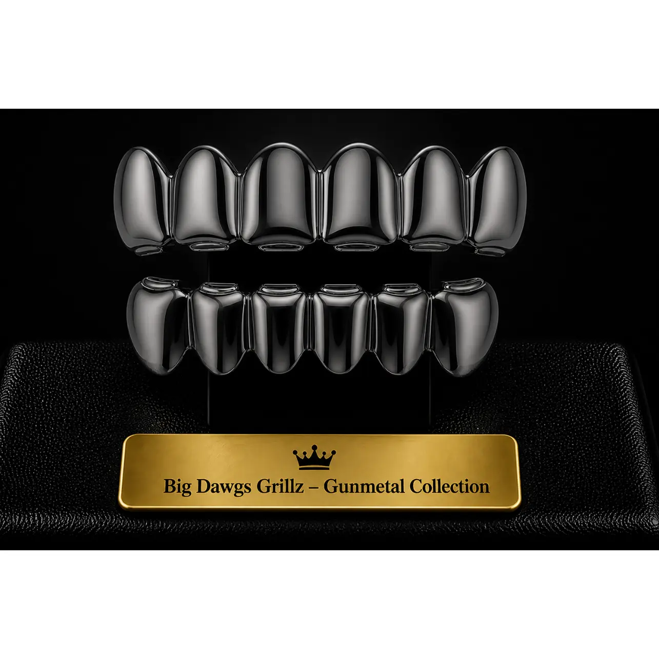 Gunmetal Silver 6 Upper & 6 Lower Grillz Set Player